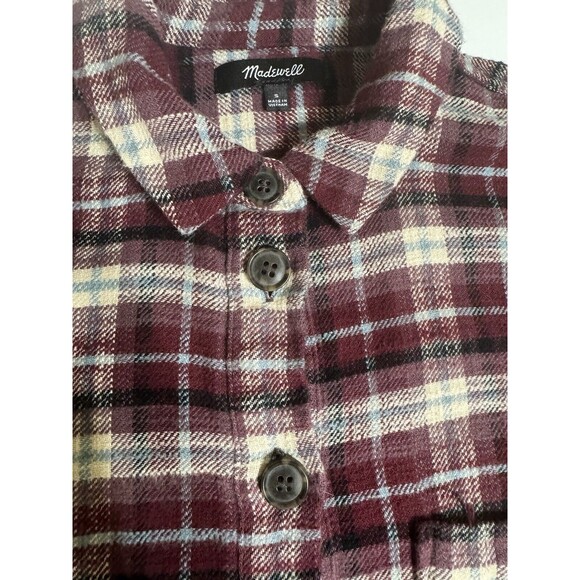 Madewell Flannel in Mahaska Burgundy Plaid Womens Button Up Shirt Pockets Small - Picture 5 of 16